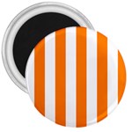 Vertical Stripes - White and Orange 3  Magnet