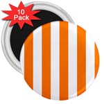 Vertical Stripes - White and Orange 3  Magnet (10 pack)