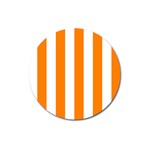Vertical Stripes - White and Orange Magnet 3  (Round)