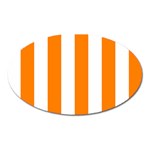 Vertical Stripes - White and Orange Magnet (Oval)