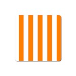 Vertical Stripes - White and Orange Magnet (Square)