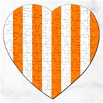 Vertical Stripes - White and Orange Jigsaw Puzzle (Heart)