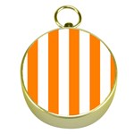 Vertical Stripes - White and Orange Gold Compass