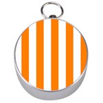 Vertical Stripes - White and Orange Silver Compass