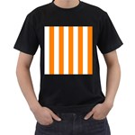 Vertical Stripes - White and Orange Men s T-Shirt (Black)