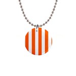 Vertical Stripes - White and Safety Orange 1  Button Necklace