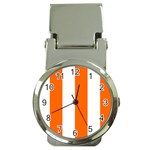 Vertical Stripes - White and Safety Orange Money Clip Watch