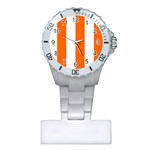 Vertical Stripes - White and Safety Orange Nurses Watch