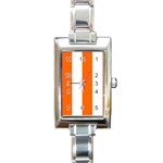 Vertical Stripes - White and Safety Orange Rectangle Italian Charm Watch