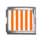 Vertical Stripes - White and Safety Orange Mega Link Italian Charm (18mm)