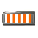 Vertical Stripes - White and Safety Orange Superlink Italian Charm (9mm)