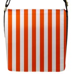 Vertical Stripes - White and Safety Orange Flap Closure Messenger Bag (S)