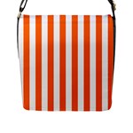Vertical Stripes - White and Safety Orange Flap Closure Messenger Bag (L)