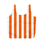 Vertical Stripes - White and Safety Orange Full Print Recycle Bag (M)