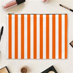 Vertical Stripes - White and Safety Orange Cosmetic Bag (XL)