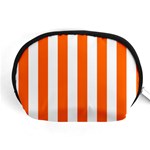 Vertical Stripes - White and Safety Orange Accessory Pouch (Medium)