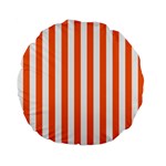 Vertical Stripes - White and Safety Orange Standard 15  Premium Flano Round Cushion