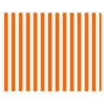Vertical Stripes - White and Safety Orange Double Sided Flano Blanket (Medium)