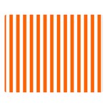 Vertical Stripes - White and Safety Orange Double Sided Flano Blanket (Large)