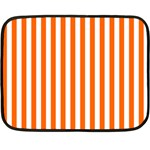 Vertical Stripes - White and Safety Orange Double Sided Fleece Blanket (Mini)