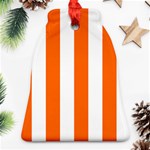 Vertical Stripes - White and Safety Orange Bell Ornament (Two Sides)
