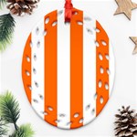 Vertical Stripes - White and Safety Orange Ornament (Bell) Ornament (Oval Filigree)