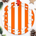 Vertical Stripes - White and Safety Orange Ornament (Round Filigree)