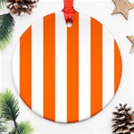 Vertical Stripes - White and Safety Orange Ornament (Round)