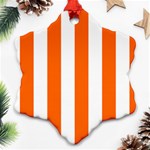 Vertical Stripes - White and Safety Orange Ornament (Snowflake)