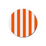 Vertical Stripes - White and Safety Orange Rubber Round Coaster (4 pack)