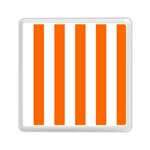 Vertical Stripes - White and Safety Orange Memory Card Reader with Storage (Square)