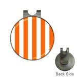 Vertical Stripes - White and Safety Orange Golf Ball Marker Hat Clip