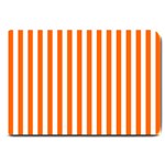 Vertical Stripes - White and Safety Orange Large Doormat