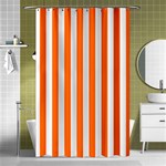 Vertical Stripes - White and Safety Orange Shower Curtain 48  x 72  (Small)