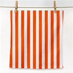 Vertical Stripes - White and Safety Orange Face Towel