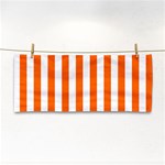 Vertical Stripes - White and Safety Orange Hand Towel