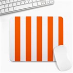 Vertical Stripes - White and Safety Orange Large Mousepad