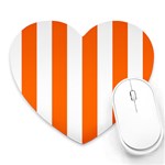 Vertical Stripes - White and Safety Orange Heart Mousepad