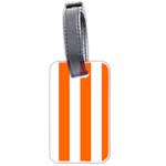 Vertical Stripes - White and Safety Orange Luggage Tag (Two Sides)