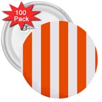Vertical Stripes - White and Safety Orange 3  Button (100 pack)
