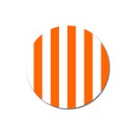 Vertical Stripes - White and Safety Orange Magnet 3  (Round)