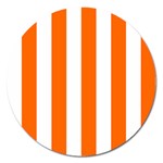 Vertical Stripes - White and Safety Orange Magnet 5  (Round)