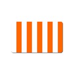 Vertical Stripes - White and Safety Orange Magnet (Name Card)
