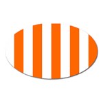 Vertical Stripes - White and Safety Orange Magnet (Oval)