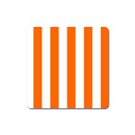 Vertical Stripes - White and Safety Orange Magnet (Square)