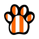 Vertical Stripes - White and Safety Orange Magnet (Paw Print)