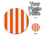 Vertical Stripes - White and Safety Orange Multi-purpose Cards (Round)