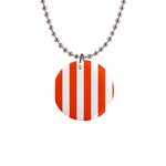 Vertical Stripes - White and Tangelo Orange 1  Button Necklace