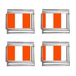 Vertical Stripes - White and Tangelo Orange 9mm Italian Charm (4 pack)