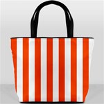 Vertical Stripes - White and Tangelo Orange Bucket Bag